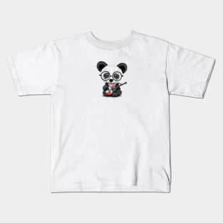 Baby Panda Playing Dominican Flag Guitar Kids T-Shirt